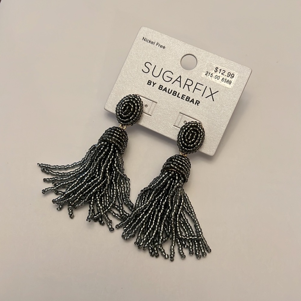 Sugarfix by BaubleBar Silver Beaded Tassel Earrings - Picture 2 of 4